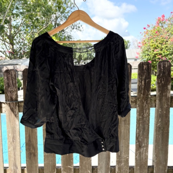 Y2K GUESS Authentic Brand Stretch Silk Blouse Sz Medium - Picture 4 of 14